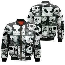 Jack Skellington Faces Nightmare Before Christmas Halloween Bomber Jacket