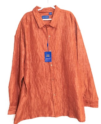 Tony Blake Mens Rust Textured Button-Up Shirt Long Sleeve Lightweight 4XL