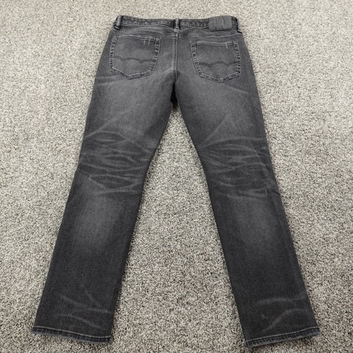 American Eagle Jeans Mens 34X30 Dark Black Denim Slim Straight Flex Stretch Fade - Picture 10 of 13