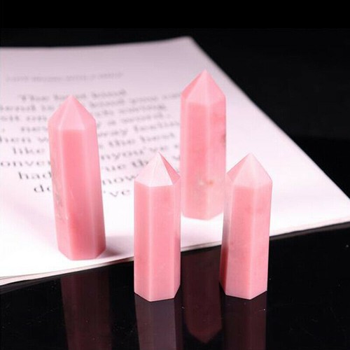 1pc Natural Pink Opal Obelisk Tower Quartz Crystal Point Healing Reiki Wand Gift - Picture 3 of 9