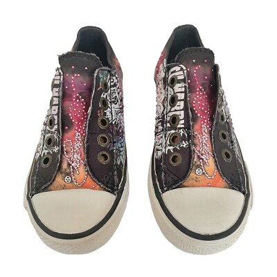 Vintage Ed Hardy Girls Size 2 Low Top Y2K Sneakers Shoes Red