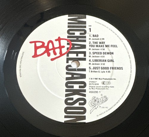 Michael Jackson ~ Bad ~ 12" LP Vinyl Record 1987 + Inner Lyric Sleeve VG+ / NM - Picture 4 of 8