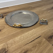 Schönes 4er Set antike Platzteller und Serviettenringe versilbert - Art Deco