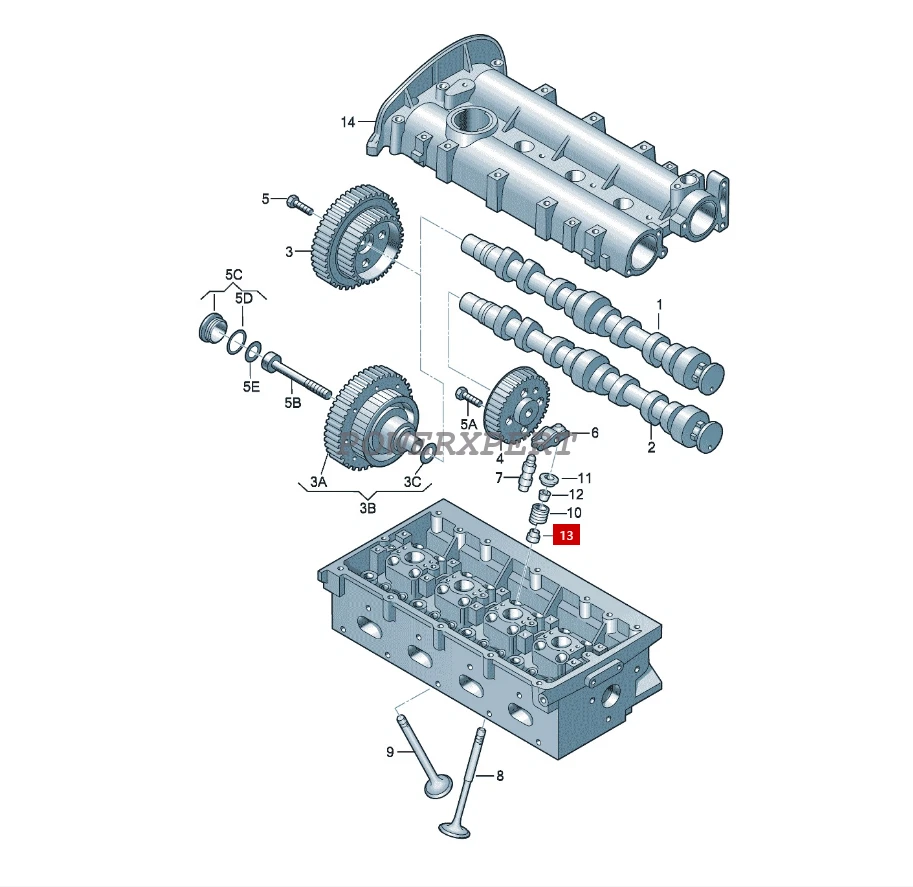 Vedação de haste de válvula Elring 036109675A 16* OEM para 2006-2014 VW Passat Jetta GTI 2.0T - Imagem 2 de 2