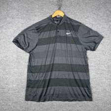 Nike Tiger Woods Collection Polo Shirt Mens XL Grey Striped Golf Blade Collar