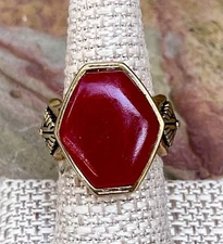 Barse NWT Merlot Red Quartz Golden Bronze Statement Ring Size 8