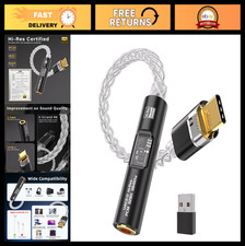 USB C to 3.5mm Audio Adapter, HiFi DAC Amplifier, 8-Strand Silver-Plated Cable