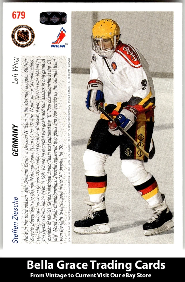 1991-92 Upper Deck #679 Steffen Ziesche Germany Rookie NHL Hockey - Image 2 of 2