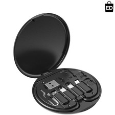 Multifunctional Data Cable Storage Box with Phone Stand for Travel - 1cm Thick