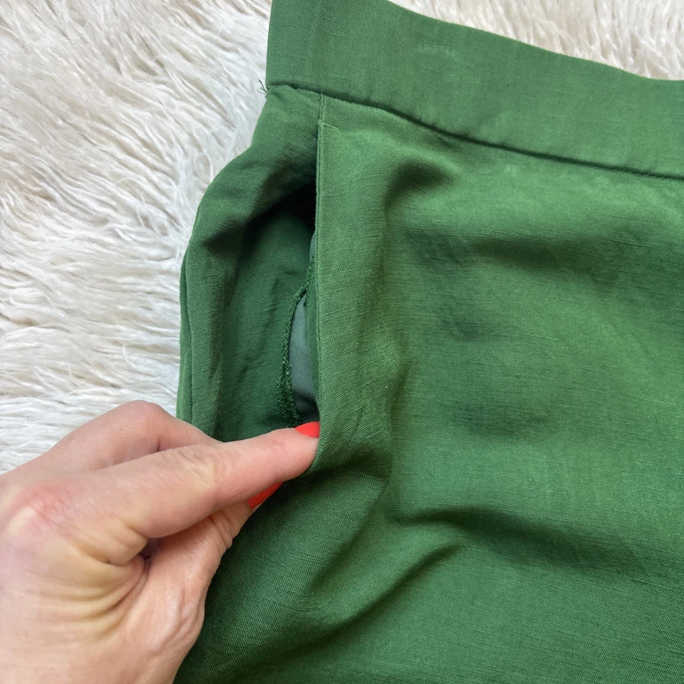 Ann Taylor 裤子女式绿色裤亚麻混纺阔腿裤尺寸 XLP 假日 — 第 2/4 张图片