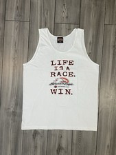 Harley-Davidson Life Is A Race Win Men's White Tank 1998 Single Stitch USA Made