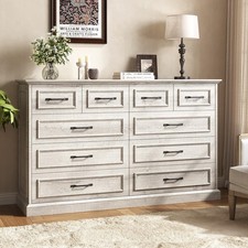 Farmhouse 10 Drawer Wide Dresser for Bedroom 55" Long Dresser Chest of Drawers