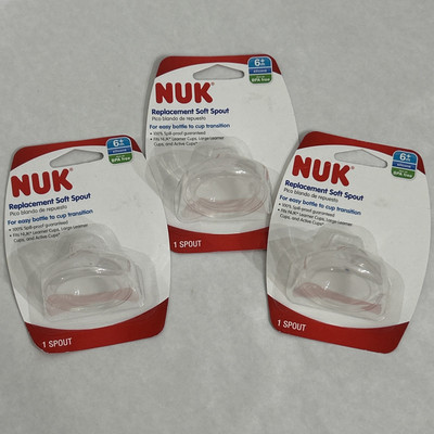 NEW NUK 6 M Silicone Replacement Soft Spout Clear Lot of 