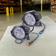 Electric Bike 6 LED Headlight 36V 48V 60V Front Light with Built-In Horn 3/4 Pin