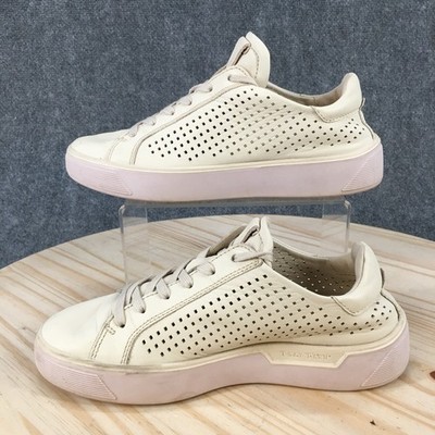 Ecco Shoes Womens 38 White Street Tray Casual Sneaker Leather Lace Up Perforated