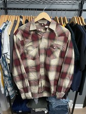 Levi's Western Pearl Snap Flannel Shirt, Maroon  Tan Plaid, Men's Size Large
