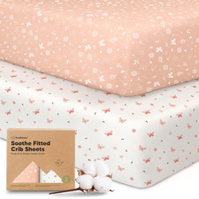 2-Pack Organic Crib Sheets for Boys, Girls - 52X28 Fitted Crib Mattress Sheet Ne