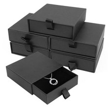 Jewelry Gift Boxes, 5 Pack 3.5 3.5x1Inch Cardboard Drawer Box-Black-5pcs