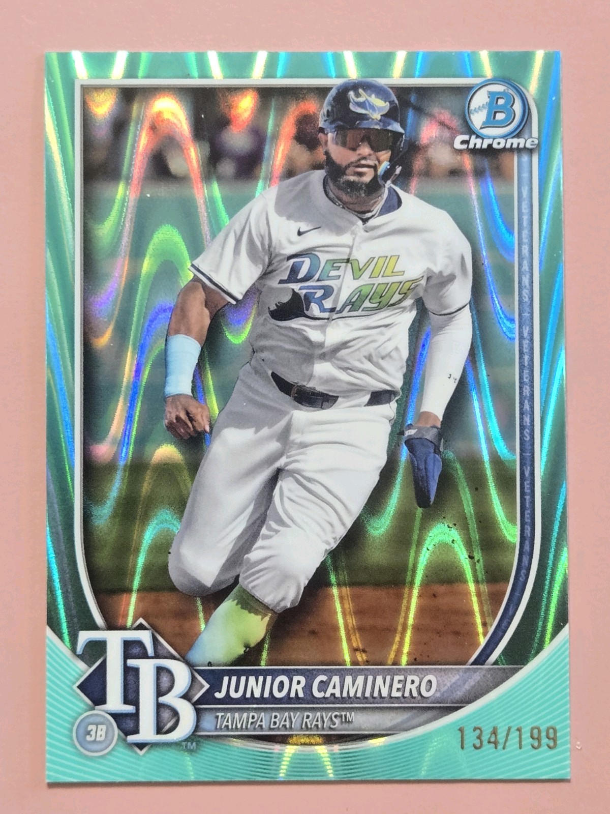 2025 Bowman Chrome Junior Caminero Aqua Raywave Refractor /199  Rays #80