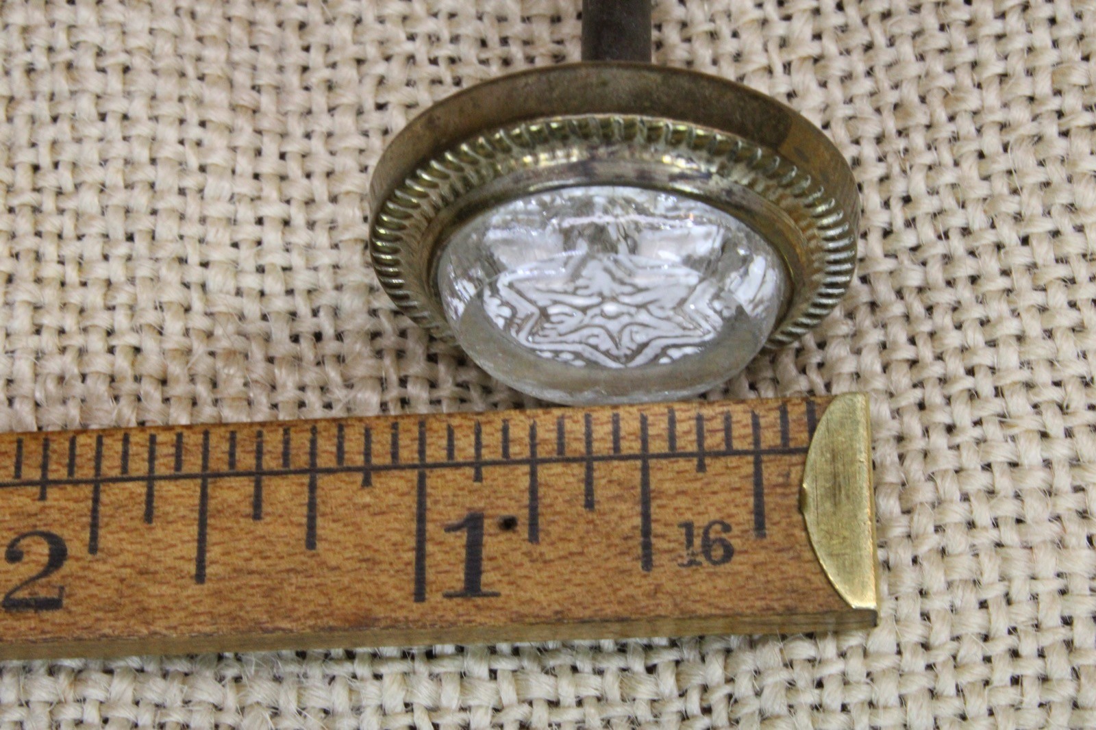 Old Picture Screw Nail Clear Glass White 8 Point Star Vintage Curtain Tieback #2