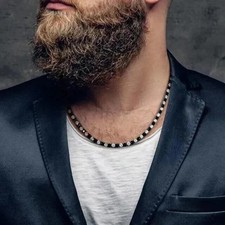 10CT Round Cut Lab Created Diamond Men's Tennis Necklace 14K Black Gold Finish