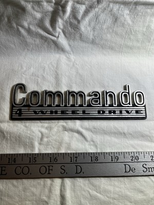 66-73 Vintage JEEP COMMANDO 4 WHEEL DRIVE EMBLEM 1966-1973 WILLYS JEEPSTER OEM