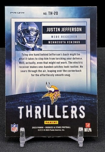 JUSTIN JEFFERSON 2023 Rookies & Stars RED THRILLERS LONGEVITY PRIZM #TH-20 - Picture 2 of 2
