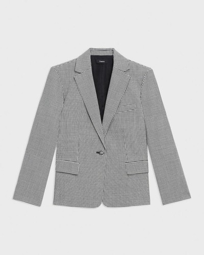 NEW Theory Black White Checked Slim Fit Wool Blend Blazer Sz 00 NWT $445 - Picture 3 of 17
