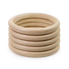 FoDau770 5pcs Natural Beech Wooden Rings Unfinished Solid Heavy Duty Circles Mac