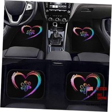 Car Floor Mats All Weather Suitable for Cars SUVs Trucks, Colorful Heart Paw