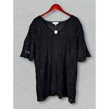 ADIVA Black Crochet Lace Top Size 3X