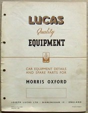 LUCAS MORRIS OXFORD Car Equipment Spare Parts List Dec 1949 #CE454