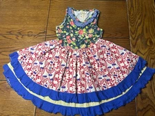 Matilda Jane Ferris Wheel Dress Girls Hello Lovely Pockets Floral Ruffled Size 4