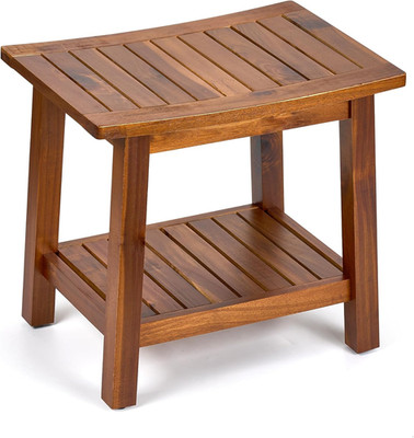 Outdoor Shower Bench, 20'' Solid Acacia Wood Shower Stool Waterproof Shower Seat 