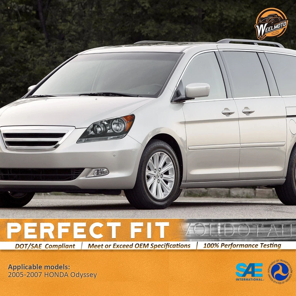 Pair Headlights For 2005-2007 Honda Odyssey Black Headlamp, w/o Bulbs Foto 2 de 4