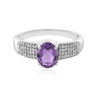 Cavill Damenring 925 Silber Plattiert Azurquarz 1,54Ct Oval Violett- Echtschmuck