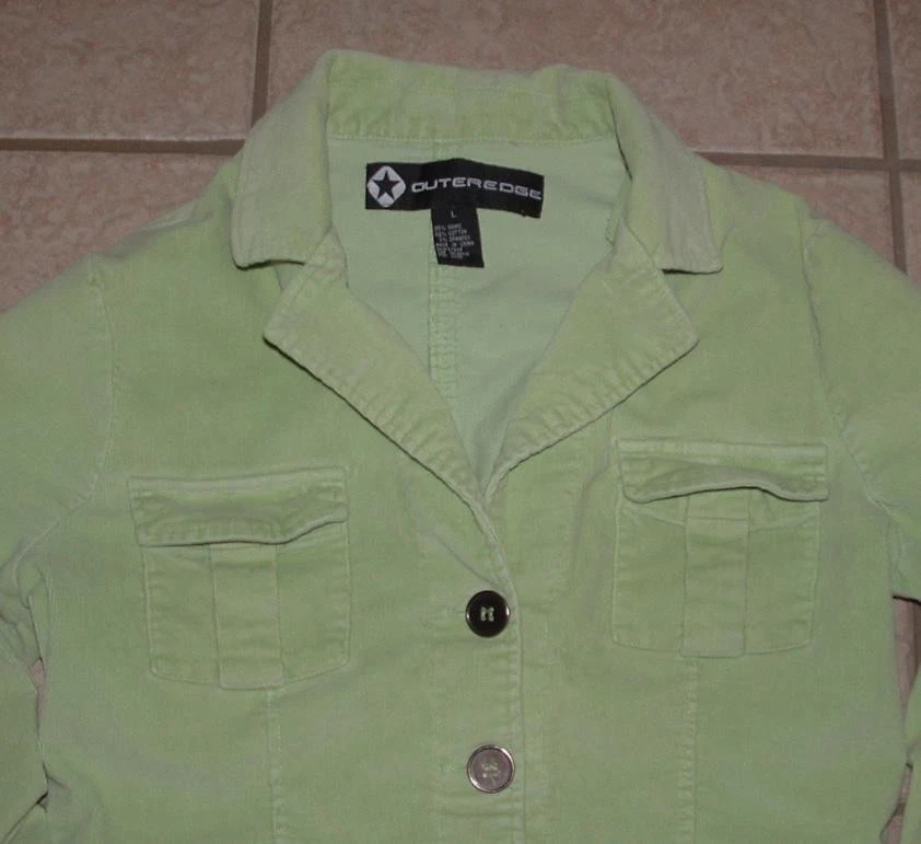 Chaqueta elástica OUTEREDGE verde apio suave pana talla Jr grande informal o de vestir Foto 2 de 2