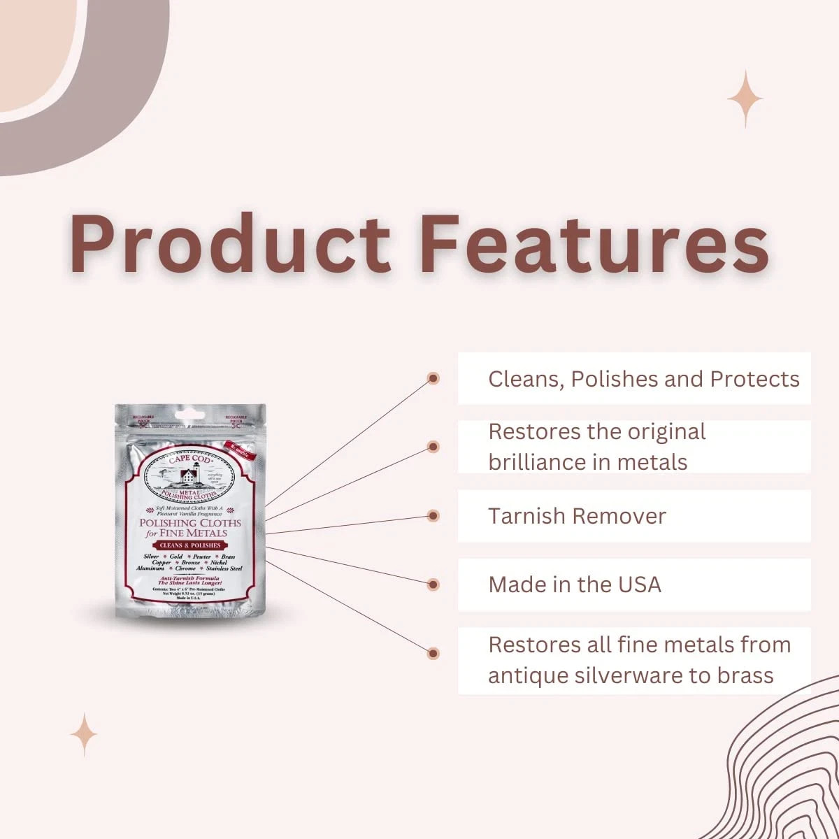 CAPE COD Fine Metal Polish Cloth 2pk 4"x 6" Watches Jewelry Cleans & Polish New!