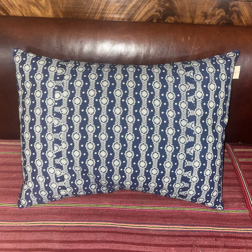 Taylor Linens Indigo Mud-cloth? Lumbar Boho Floral Stripe Pillow Cover + Insert