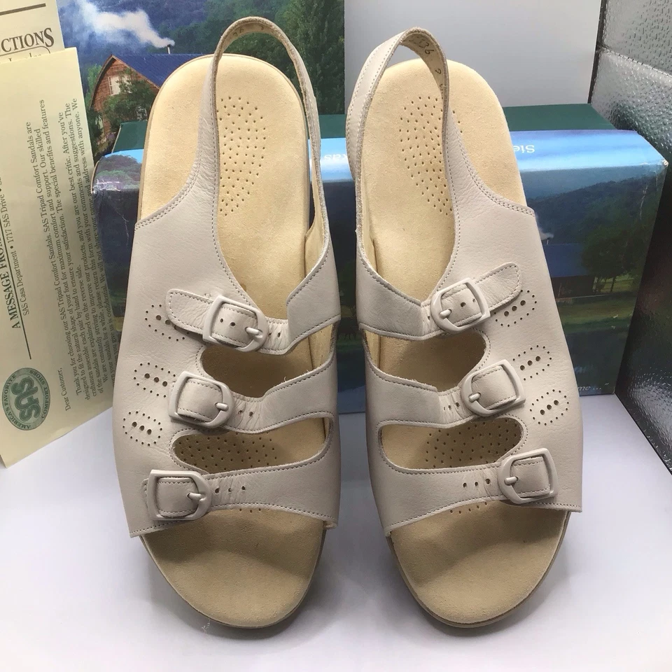 SAS Women's Comfort Shoes Cozy Sandal Trio II Bone 9 WW Made In the USA - Image 4 of 4