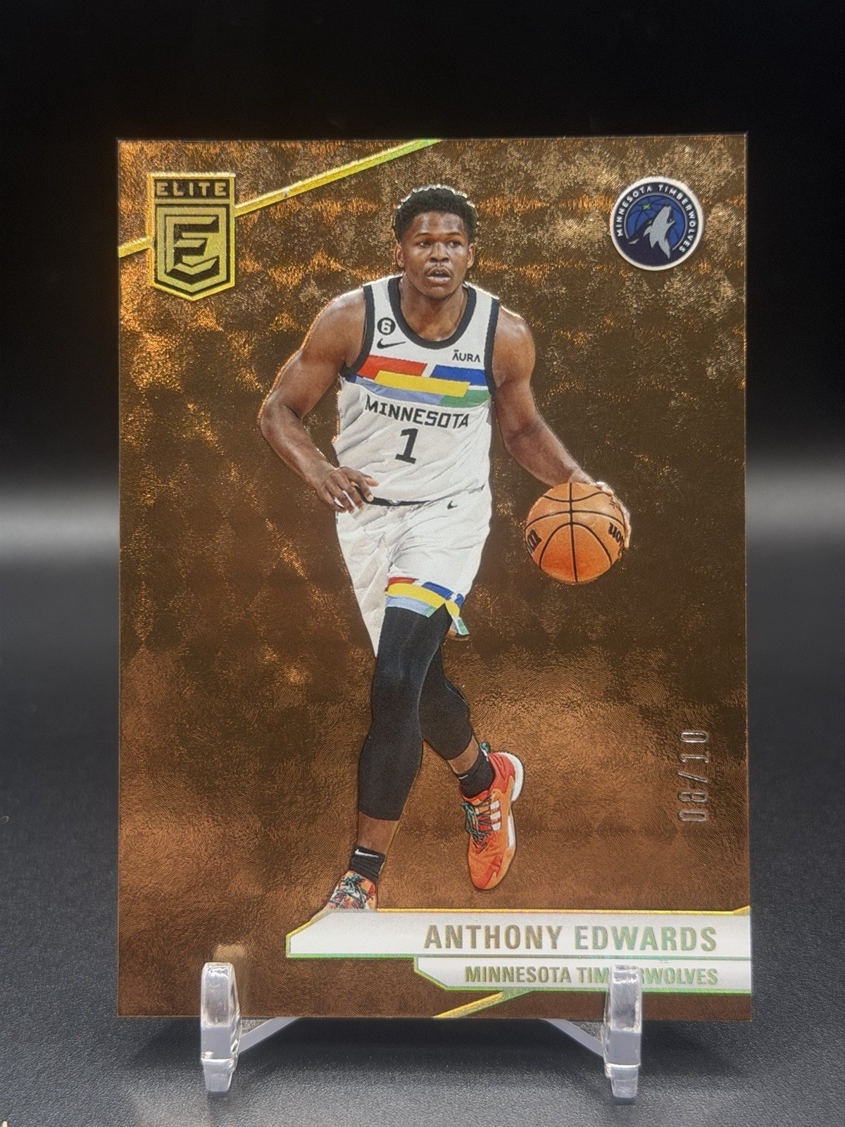 2023-24 Panini Donruss Elite Anthony Edwards #23 GOLD Prizm 08/10