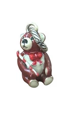 Brighton Candy Cane Teddy Bear Charm- brown red white-Christmas Holiday