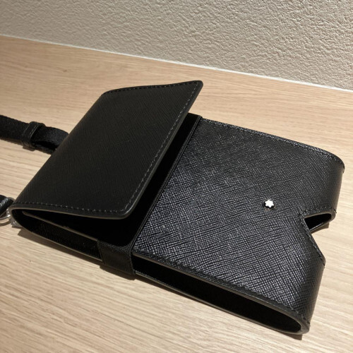 【 Montblanc 】Black Sartorial Mini Envelope クロスバック Montblanc Sartorial Mini Envelope / Leather Shoulder Bag BLK
