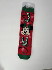 Disney Minnie JOY Socks Adult Christmas Holiday W5-10 M5-9 NEW w TAGS