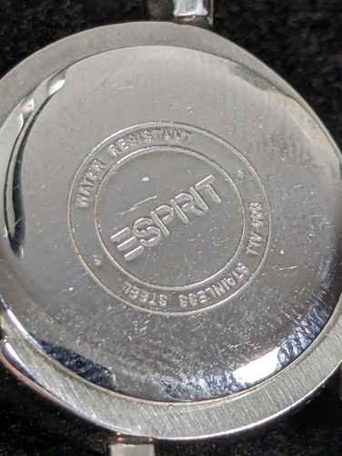 Esprit Womans White Dial Silver Tone Round Case Open Cuff Bracelet Watch 6.5 Inc - Picture 4 of 5