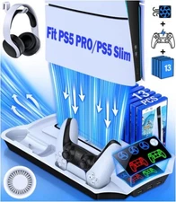 PS5 Slim Stand Cooling Fan,PS5 Controller Charging Station for Sony Playstation5