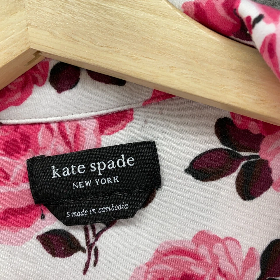 Camisa para dormir Kate Spade New York para mujer S pequeña blanca floral con cuello abotonado Foto 3 de 4