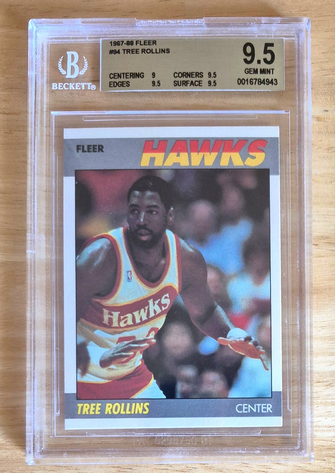 1987-88 Fleer Basketball Wayne Tree Rollins #94 BGS 9.5 87 Atlanta Hawks GEM!!