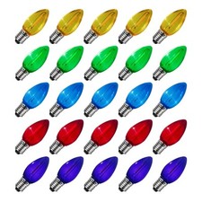 C7 LED Christmas Light Bulbs, 25 Pack C7 Multicolor Replacement Bulbs E12 Can...