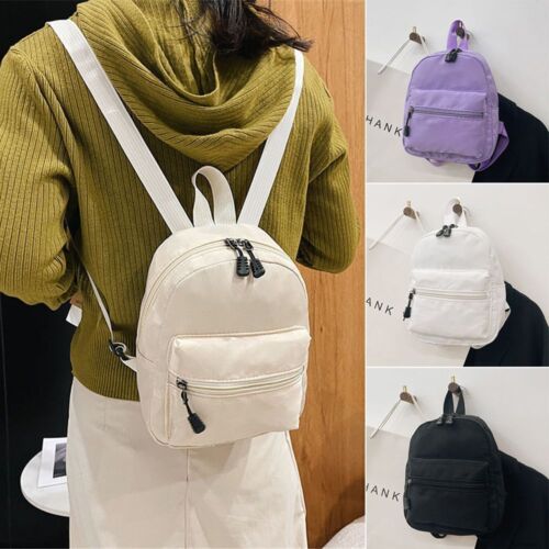 Nylon Moda Pequeñas bolsas escolares Mochila blanca Minimochilas Bolso de mujer - Imagen 1 de 16
